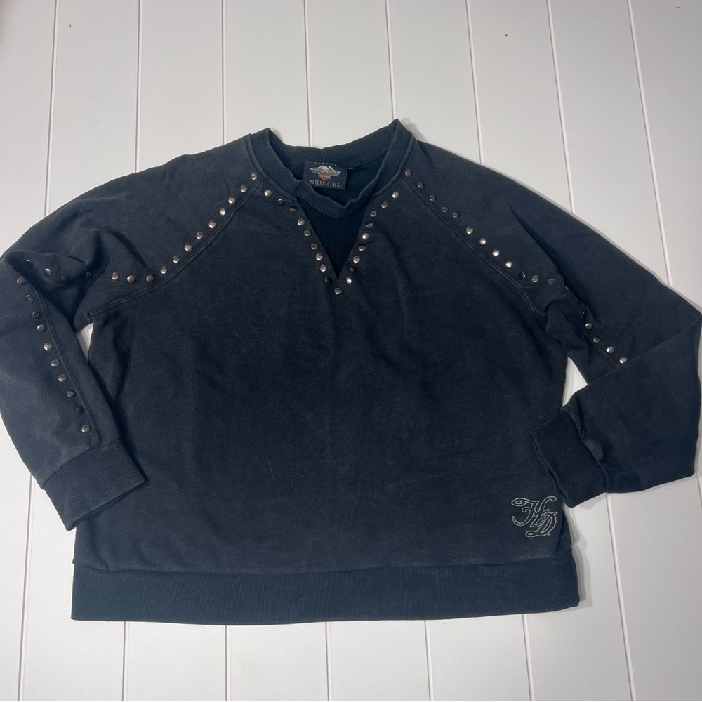 Harley-Davidson Genuine MotorClothes Studded V-Neck Sweatshirt XL Black Wings